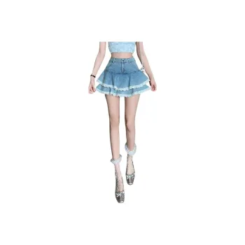 Mu Xiao Xin Denim Short Skirts Women's Blue