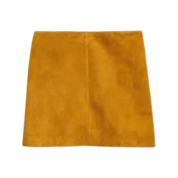 PRADA FW24 Leather Short Skirts Women's Mustard Yellow