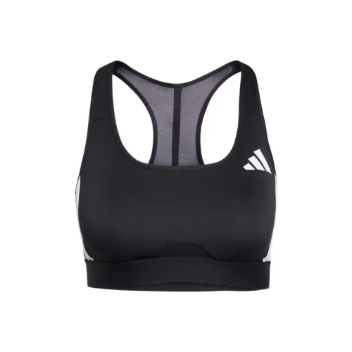Adidas POWERREACT3 Stripes Train Medium Support CLIMACOOL Sports Underwear Women's Black/White