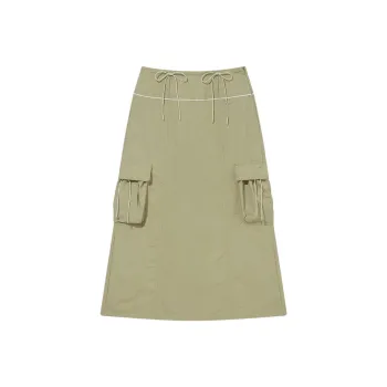 COVERNAT SS25 Casual Long Skirt Women's Light Khaki