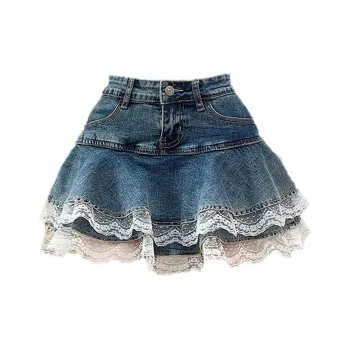 HUINIAN Denim Short Skirts Women's Light Blue