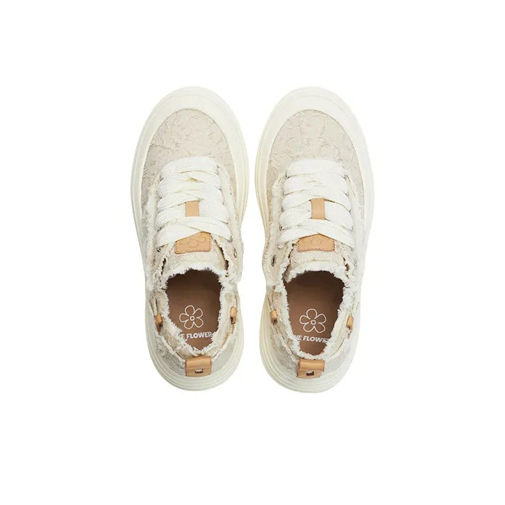 WE FLOWER Low Top Skateboard Shoes Unisex Pearl White-3