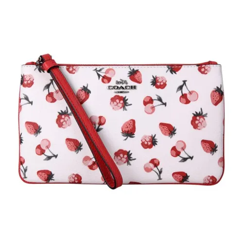 COACH Wristlet Wrist Bags Clutches Large Size Women's White