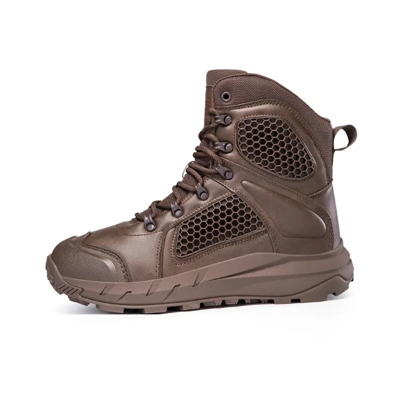 TELENT Slip Resistant Coverage High Top Hiking Shoes Men's Coffee-0