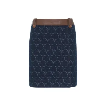 LI NING 1990 Denim Short Skirts Women's Dark Marine Blue