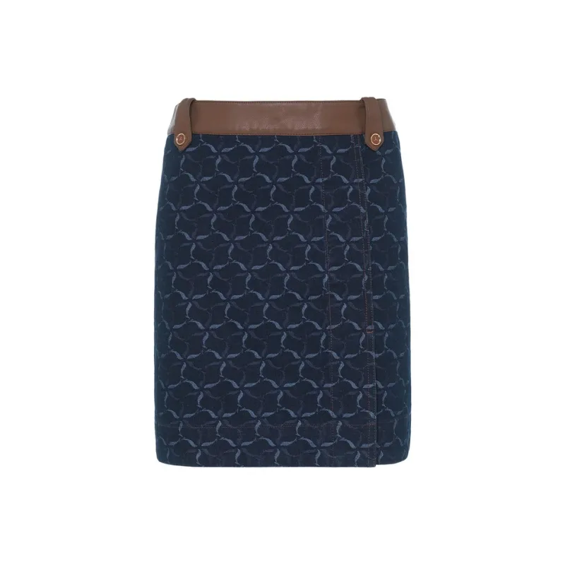 LI NING 1990 Denim Short Skirts Women's Dark Marine Blue-0