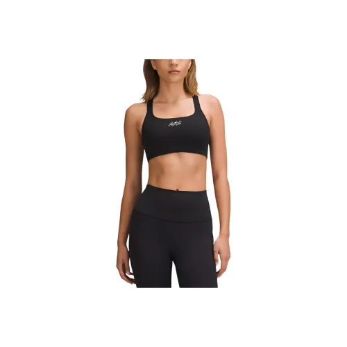 Lululemon Square NeckBraided Sleeve Ultralu Workout Bra B/C Reflective Sports Underwear Women's Black