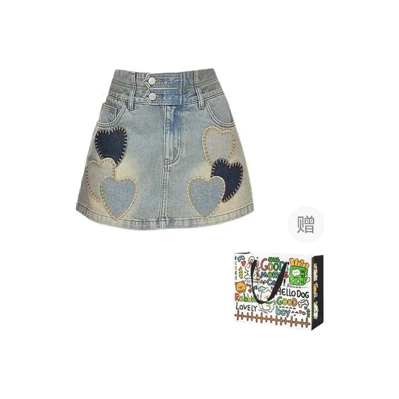 Dippanis Denim Short Skirts Women's Blue-0