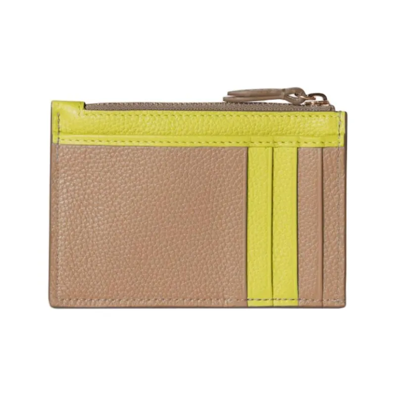 GUCCI GG Marmont Leather Card Holder Women's Beige & Bright Green-3