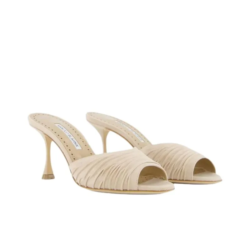 MANOLO BLAHNIK Slide Slippers Women's Beige-3