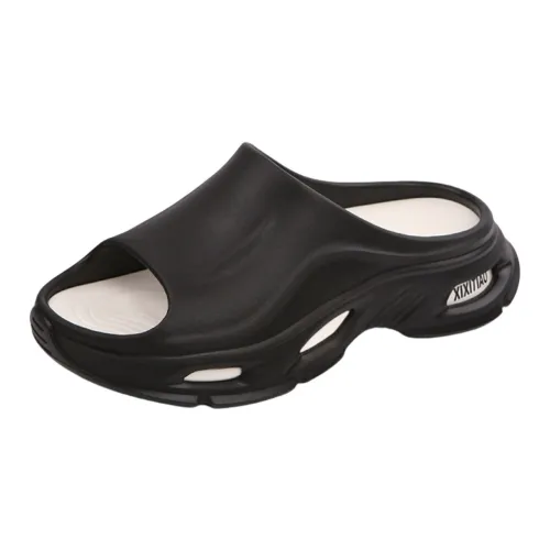 Thin Strips Home Slippers White Black Men's