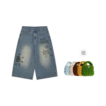 Madgood Denim Shorts Unisex Nostalgic Blue Comes With Earphone Case