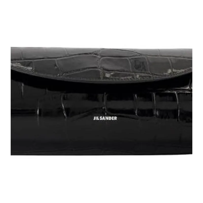 JIL SANDER Cannolo Calfskin Shoulder Bag Trumpets Women's Black-3