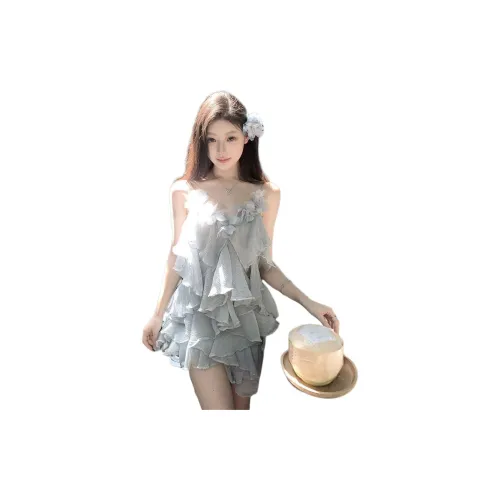 Udon House Slip Dresses Women's Blue