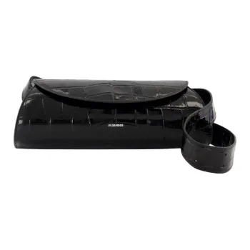 JIL SANDER Cannolo Calfskin Shoulder Bag Trumpets Women's Black