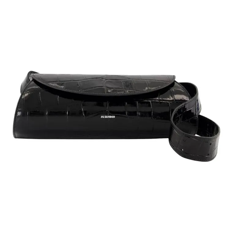 JIL SANDER Cannolo Calfskin Shoulder Bag Trumpets Women's Black-0