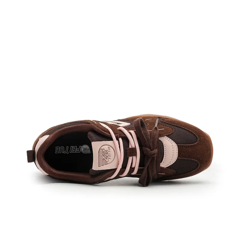 Feiyue Wear resistant And Lightweight Low Top Casual Shoes Women's Brown Pink Red-3