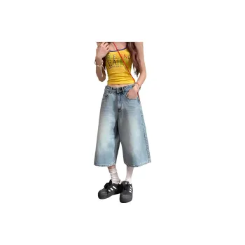 Honey Denim Shorts Women's Light Blue Calf Length