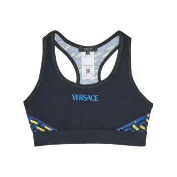 VERSACE Monogram Print Sports Bra 'Black/Print'
