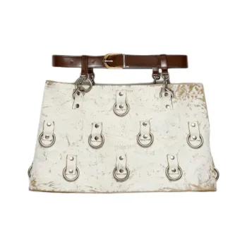 PRADA Leather Short Skirts Women's White
