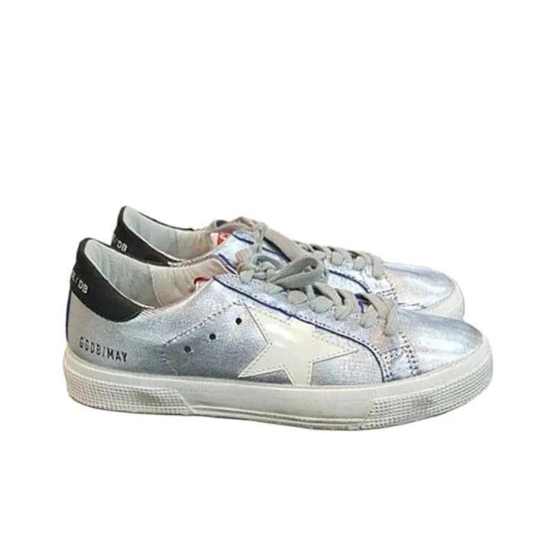 Golden Goose Hamillu Low Top Skateboard Shoes Women's Silver Blue-2