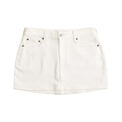 Abercrombie＆Fitch Denim Short Skirts Women's Cream