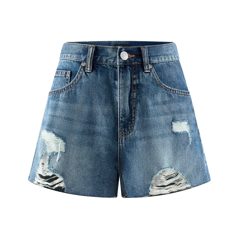 A21 Denim Shorts Women's Light Medium Blue-0