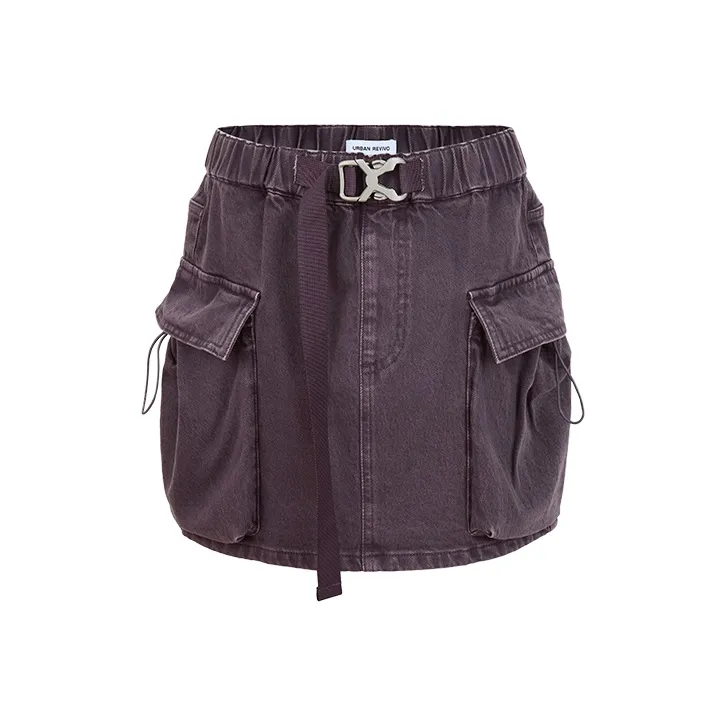 URBAN REVIVO Denim Short Skirts Women's Rose Red-0