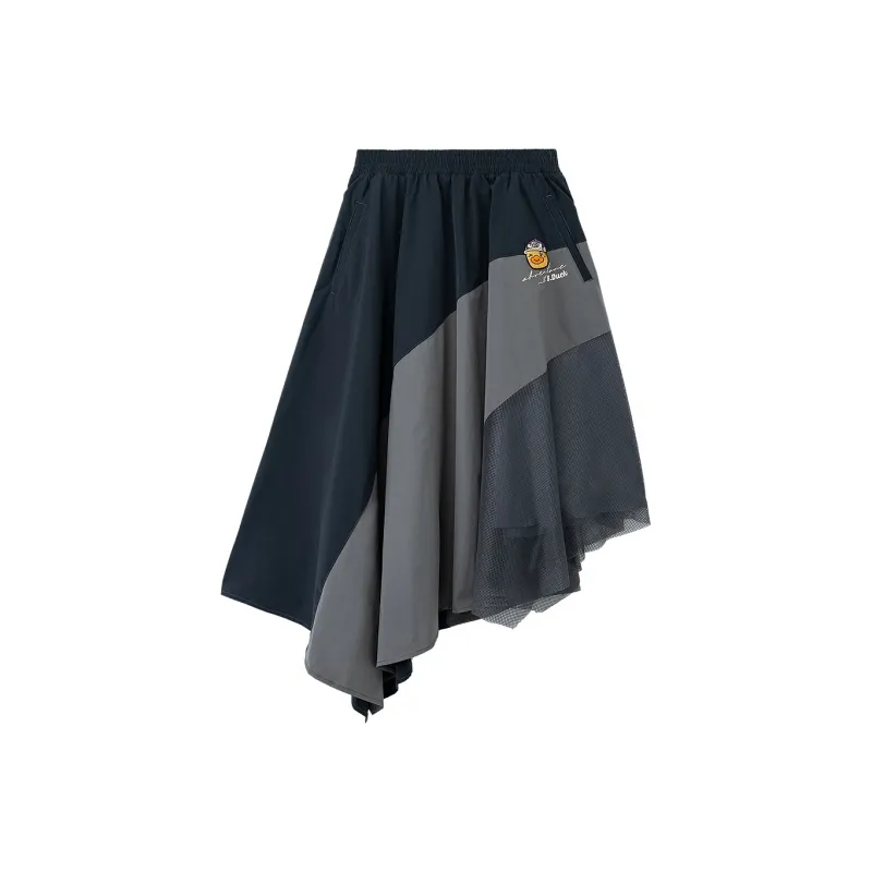 B.Duck Casual Long Skirt Women's Black Gray-0