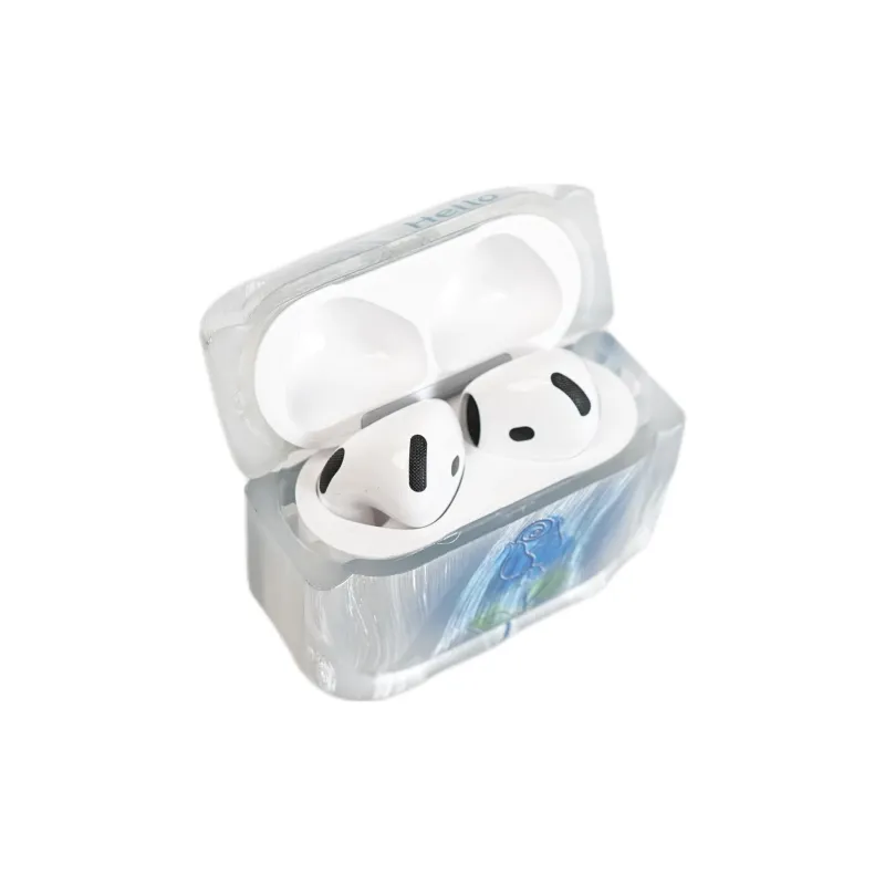 Wei Xin Apple AirPods 4/2/3/4th Generation/AirPods Pro/Pro 2 TPU Camlet Blended Blue Rose Pendant Headphone Cases-2