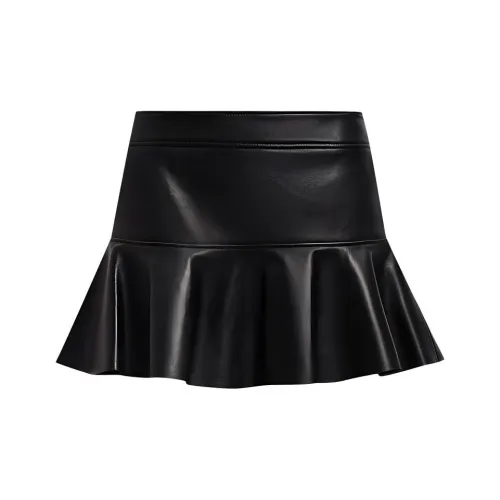 TF Leather Short Skirts Women's Black