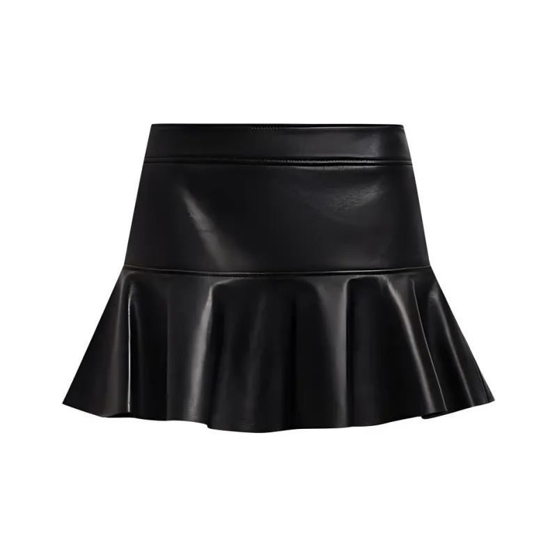 TF Leather Short Skirts Women's Black-0