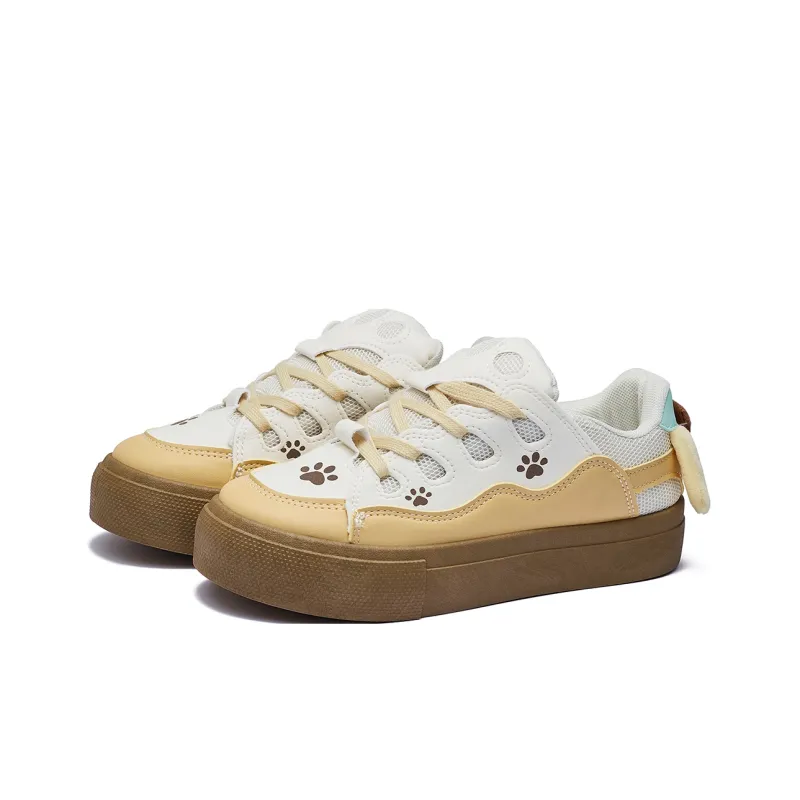 VKOI 1999 Abrasion Resistant, Lightweight, And Breathable Low Top Skateboard Shoes Women's Beige Yellow-4