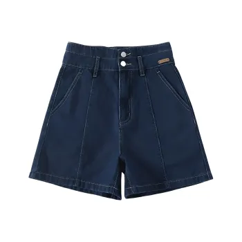 FAWENXIANGZI Denim Shorts Women's Dark Blue