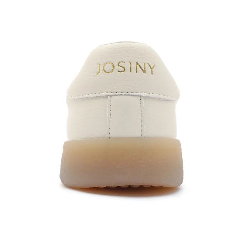 JOSINY German Army Trainers Low Top Skateboard Shoes Women's Ecru-5