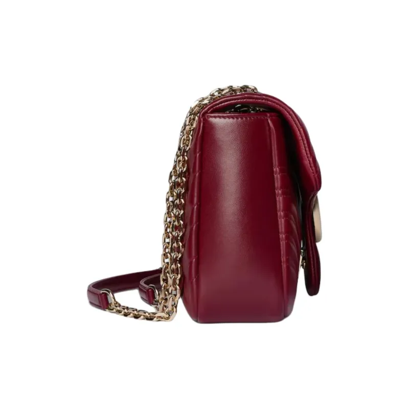 GUCCI GG Marmont Lambskin Shoulder Bag Tubas Women's Red-3