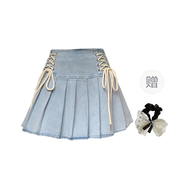 PAVEA Denim Short Skirts Women's-5