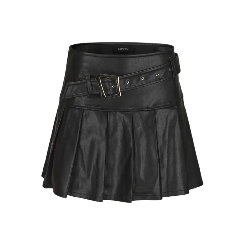 GIMING Leather Short Skirts Women's Black-0