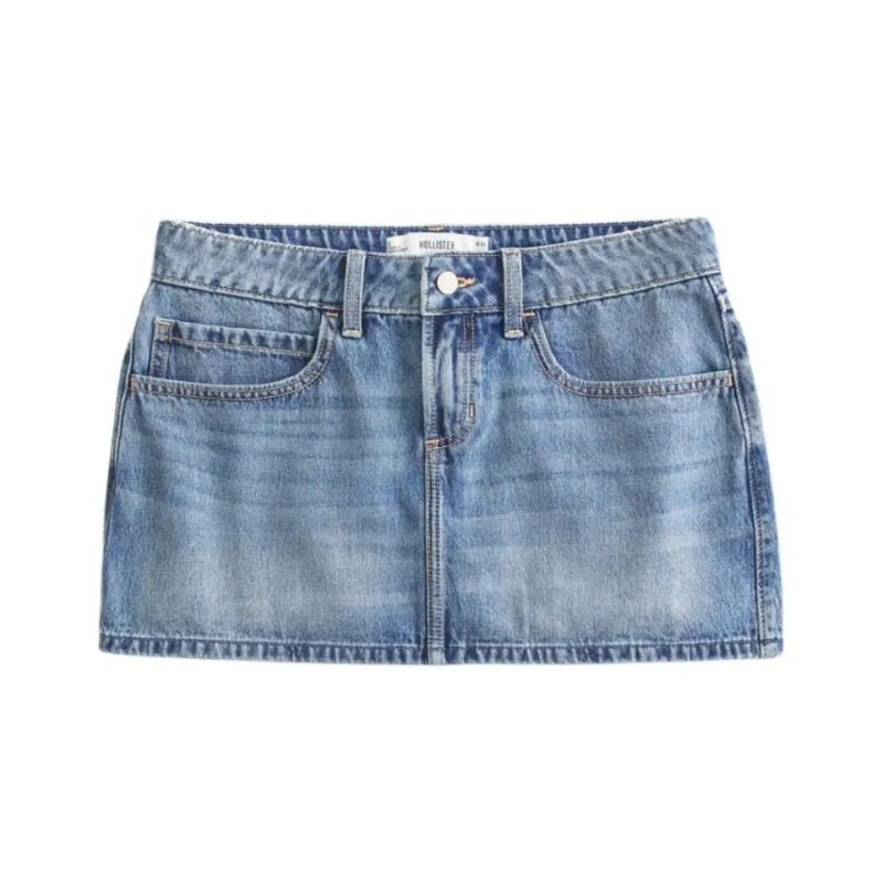 Hollister Denim Short Skirts Women's Light Blue-0