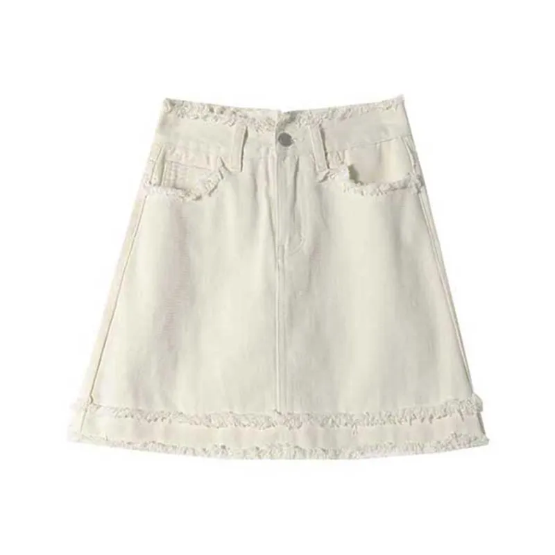 FAWENXIANGZI Denim Short Skirts Women's-3