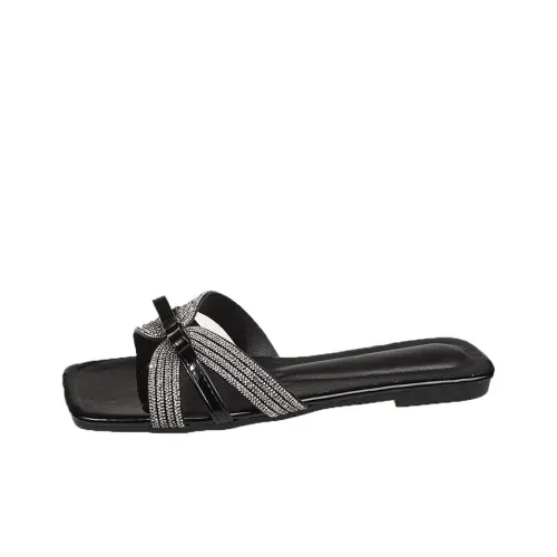 AJPAP Rubber Sole Rhinestone Slip Resistant Odor Resistant Abrasion Resistant Quick Dry Slide Slippers Women's