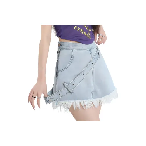 Shuhao Bai Denim Short Skirts Women's Light Blue