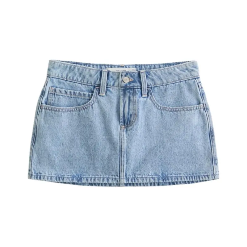 Hollister Denim Short Skirts Women's Light Blue-0
