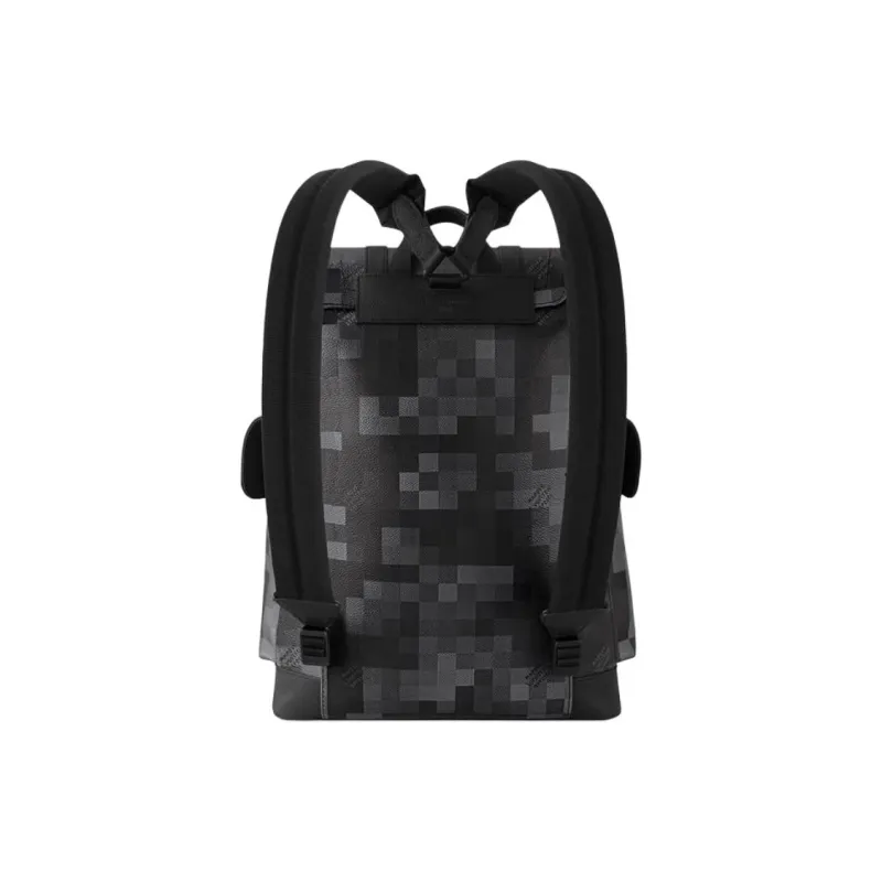 LOUIS VUITTON CHRISTOPHER Damoflage Black Coated Canvas Backpack Medium Size Men's Ink Gray-2