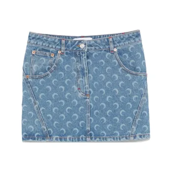 Marine Serre Moon Laser Denim Mini Skirt