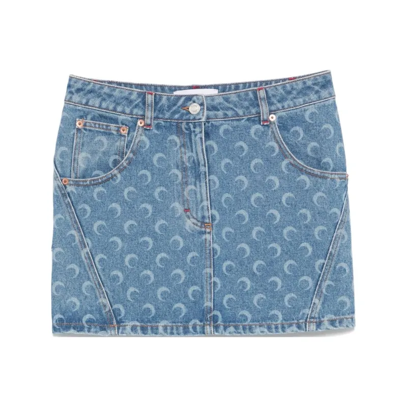 Marine Serre Moon Laser Denim Mini Skirt-0