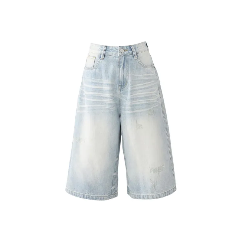 Rose Denim Shorts Women's Light Blue-0