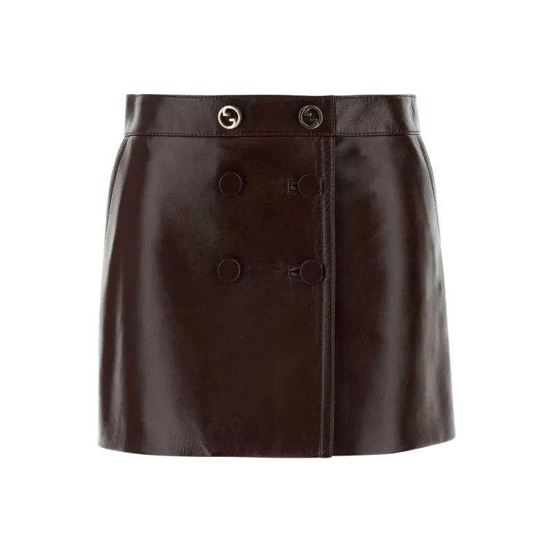 GUCCI Leather Mini Skirt-0