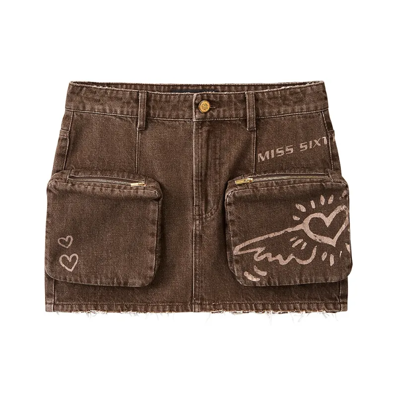 Miss Sixty Denim Short Skirts Women's Khaki-0