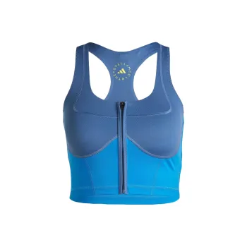 Adidas Free Shipping With AdiClub Adidas By Stella McCartney Two Tone Zipped Crop Top